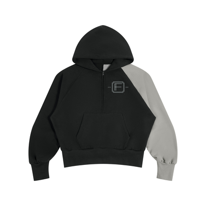 Contrast Raglan Zip-Up Hoodie