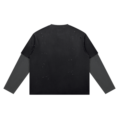 Layered Cotton Long-Sleeved T-Shirt