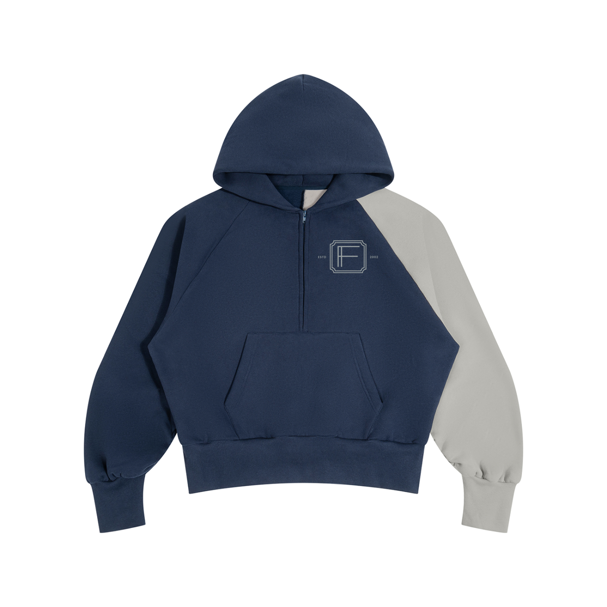 Contrast Raglan Zip-Up Hoodie