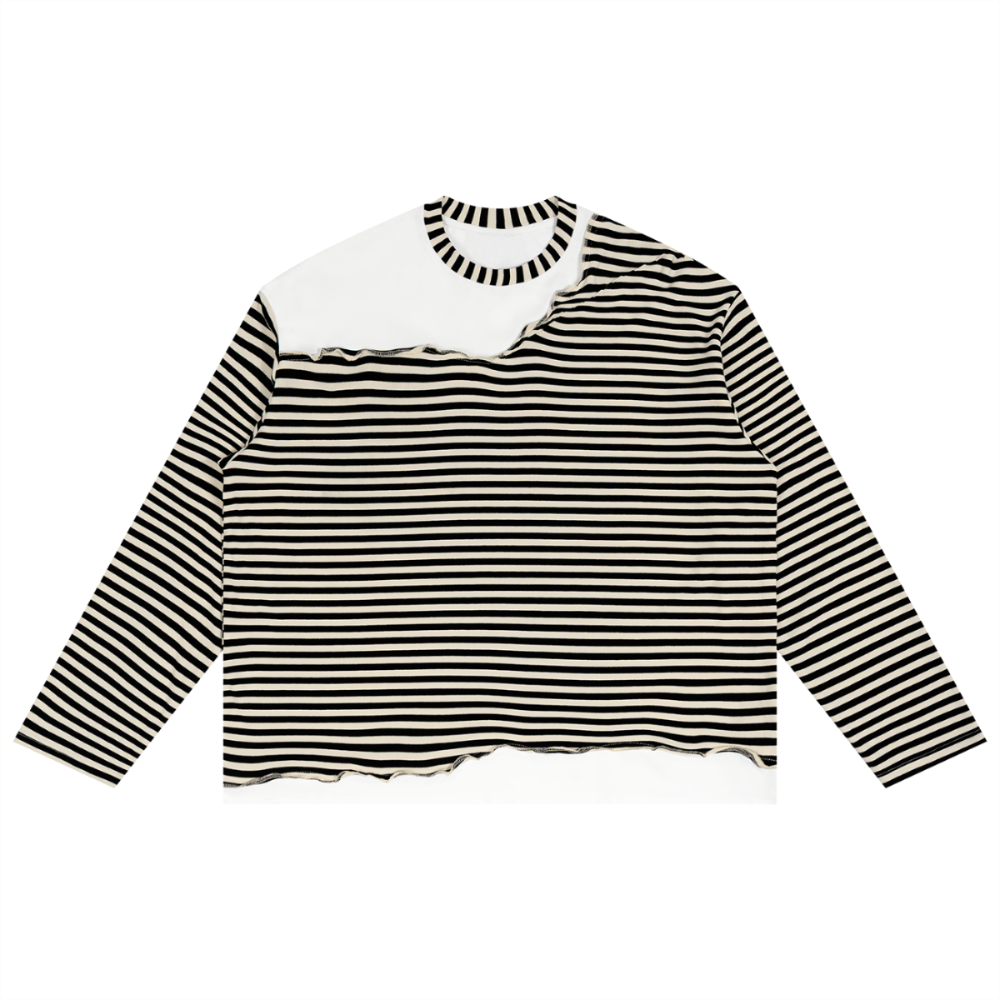 Striped Patchwork Long-Sleeved T-Shirt