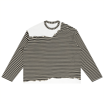 Striped Patchwork Long-Sleeved T-Shirt