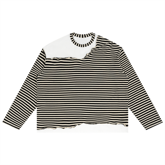 Striped Patchwork Long-Sleeved T-Shirt