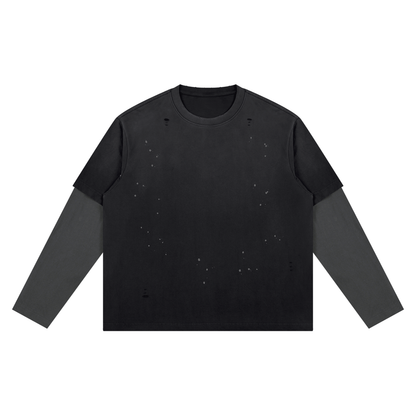 Layered Cotton Long-Sleeved T-Shirt